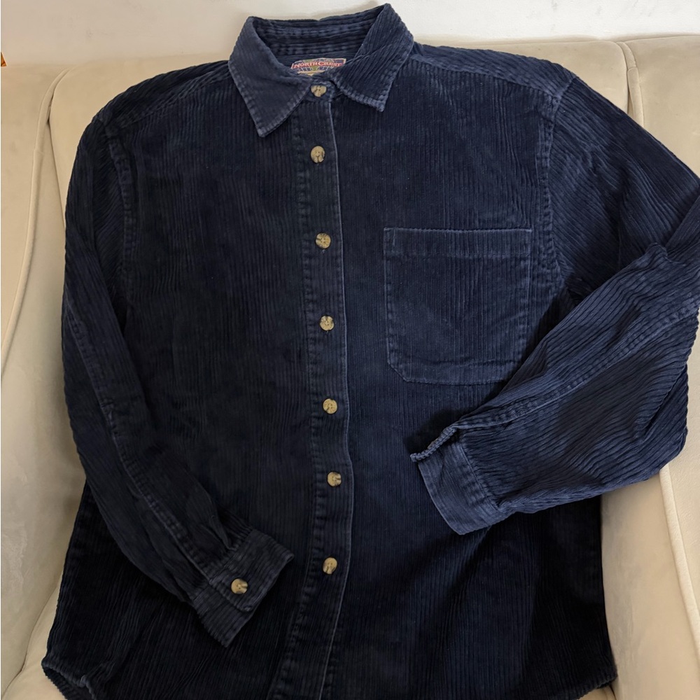 Women’s Navy Corduroy Button Down Shirt
